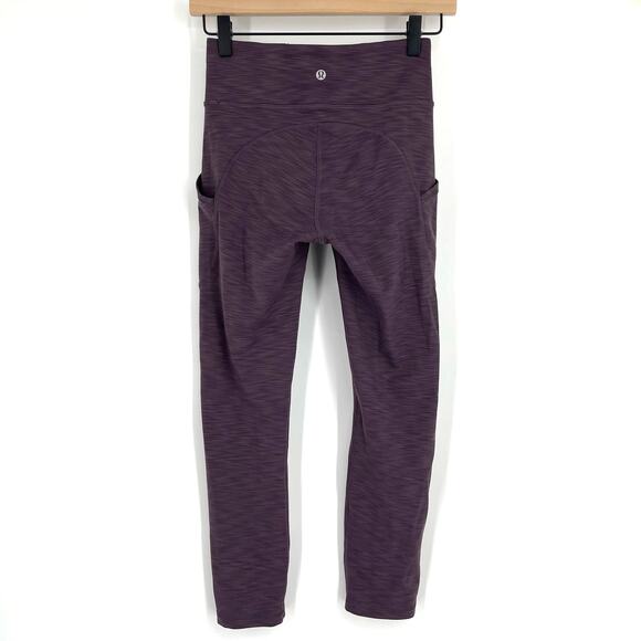 Lululemon Invigorate HR Crop 23" Heathered Black Currant Size 4 - Picture 2 of 8